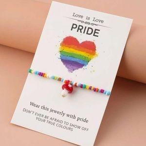 Rainbow Beaded Anklet Pride Stretch